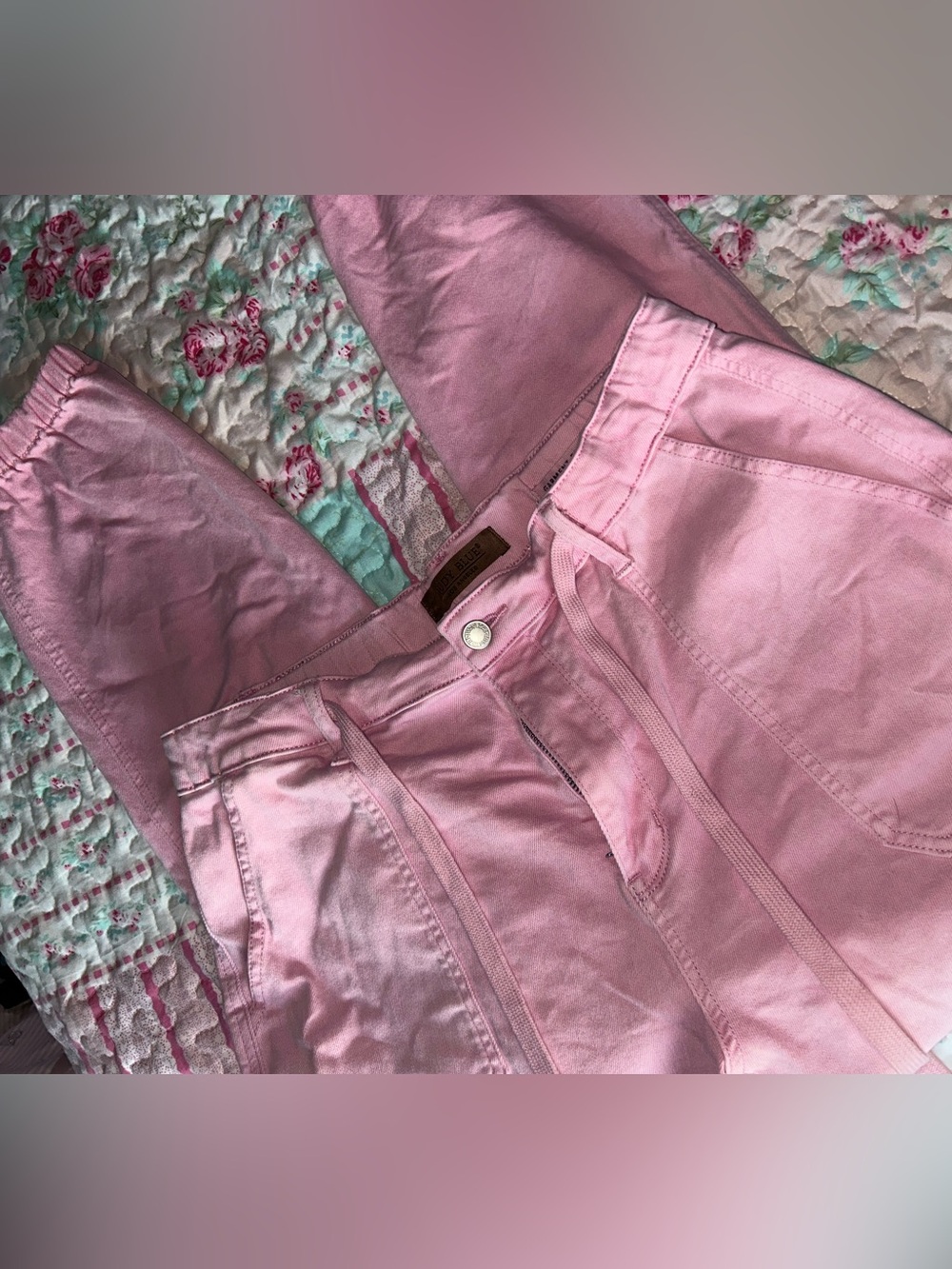 Judy Blue Light Pink Drawstring Jean joggers